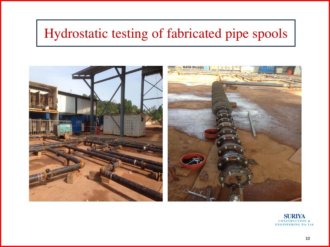 Pipe spool hydrostatic testing